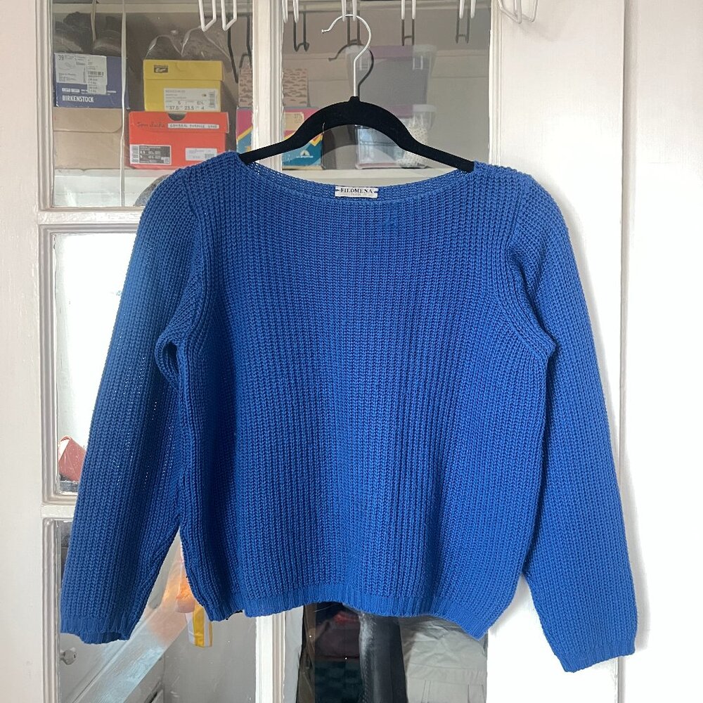 MOLLY BAZ BLUE CROPPED SWEATER